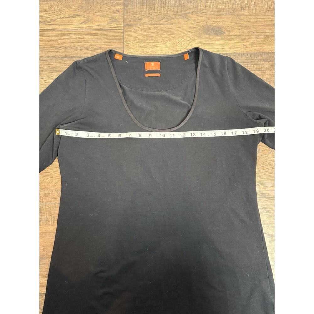 Left Coast Tee Shirt Top Trim Fitted Black Prima Cotton Women’s Sz 5 Scoop Neck - Picture 5 of 7